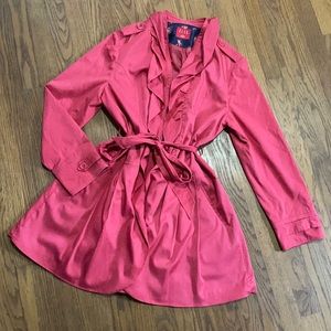 Elle Long Pink Fashion Jacket with Ruffles